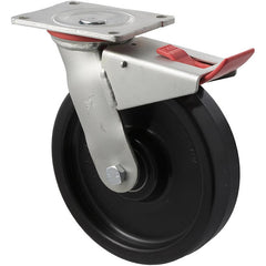 WNQ200/HZPTB - H SERIES 600 kg Swivel Plate Total Brake 200mm Black Nylon