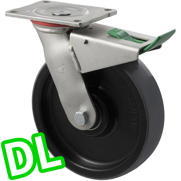 WUQ200/HZPDL H SERIES <span>600 Kg Swivel Plate <strong>Direction Lock Only</strong> 200mm Polyurethane</span>