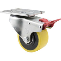 XUQ100/OZPTB - 350 kg Swivel Plate Total Brake 100mm Polyurethane