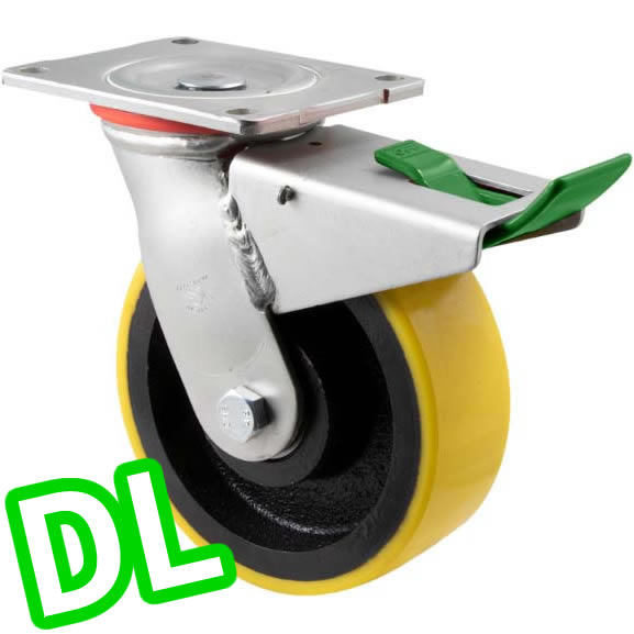 XUQ150/HZPDL H SERIES <span>600 Kg Swivel Plate <strong>Direction Lock Only</strong> 150mm Polyurethane</span>