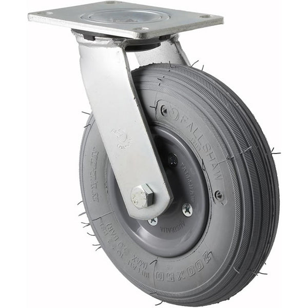 YRIB200/YZP <span>75 Kg Swivel Plate 200mm Grey Rubber Pneumatic</span>