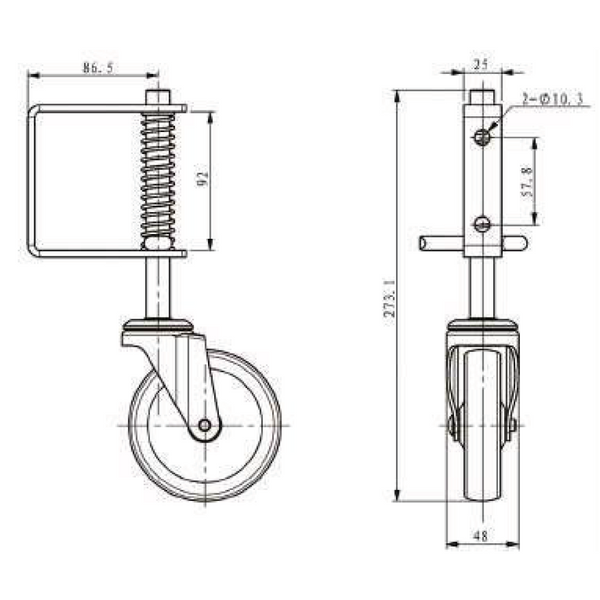 GATE CASTOR SPRING LOADED <span>50 Kg 100mm Medium Duty Spring Loaded Gate Castor</span>