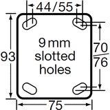 MZPUQ75STB - 85 Kg Swivel Plate Total Brake 75mm Polyurethane