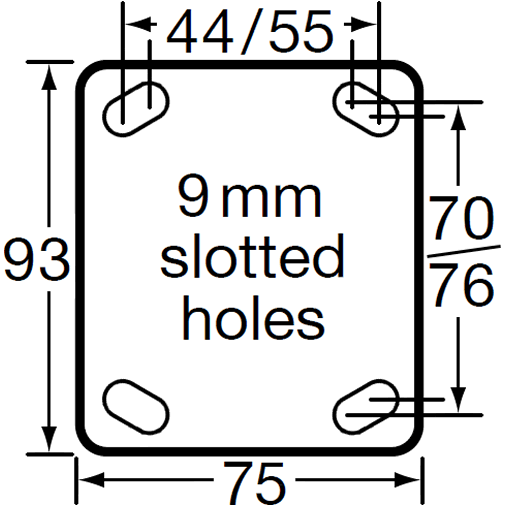 MZWNA75STB - 85 Kg Swivel Plate Total Brake 75mm White Nylon