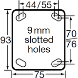 MZWNA125STB - 120 Kg Swivel Plate Total Brake 125mm White Nylon