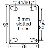 MJQ100GWT - MJQ100G/MPPTBWT 85 Kg Swivel Plate Total Brake 100mm Grey TPE w/ White Thread Guard