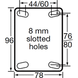 MSC100G/MSPDL 140 Kg Stainless Steel Swivel Plate Direction Lock Only 100mm Grey Rubber