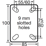 POEV125 - L-POEV125K-FI-SB 200 Kg Swivel Plate Total Brake 125mm Blue Rubber
