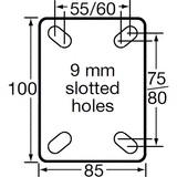 POEV125 - B-POEV125K-SB 200 Kg Fixed 125mm Blue Rubber