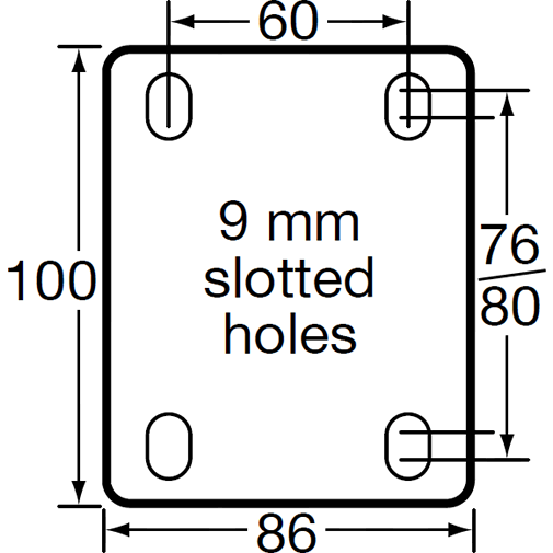 JBR100/JZP - 150 kg Swivel Plate 100mm Blue Rubber