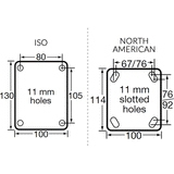 OBQ100/HZF - 300 Kg Fixed Plate 100mm Blue Rubber