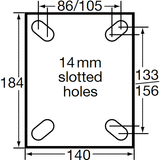 VXQ250/VZP - 2450 Kg Swivel Plate 250mm High Impact Polymer