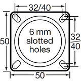 LZS05020-TPP - 40 Kg Swivel Plate 50mm Grey TPE