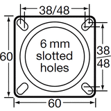 S2718 - 70 Kg Swivel Twin 50mm Grey Rubber